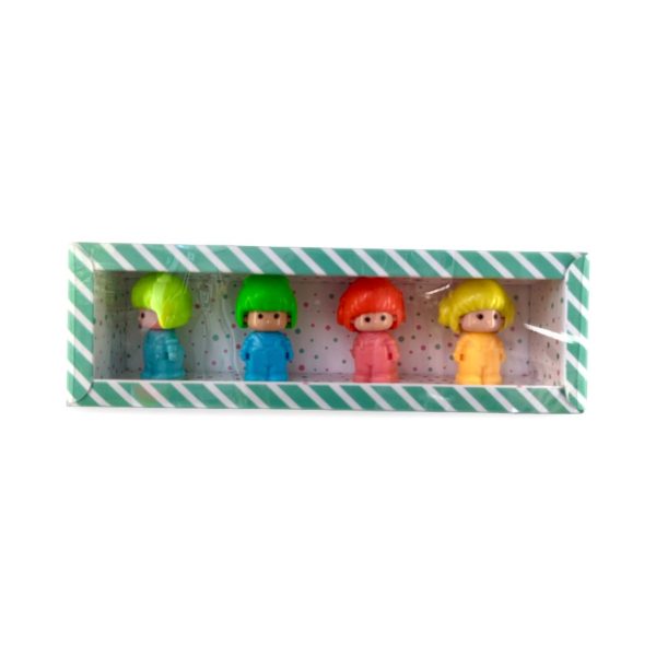 Vintage Pin Pon Gift Set of 4 - Lime, Green, Red & Yellow - 5cm