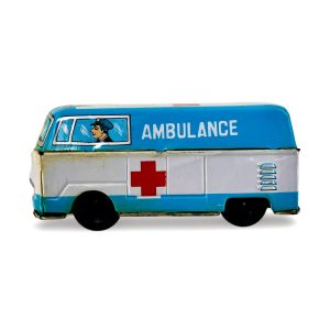 Vintage Ασθενοφόρου τριβής λιθοτεχνία κασσίτερου (1960s, ιαπωνικό στυλ)